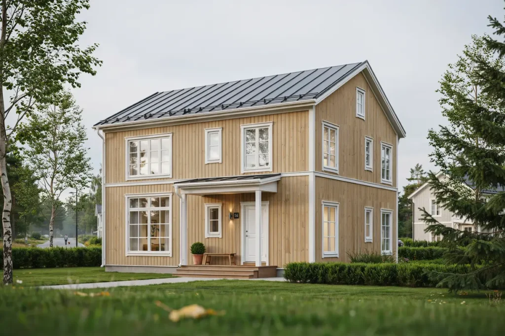 fasadrenovering med byte av tr panel p villa i brunna kungs ngen